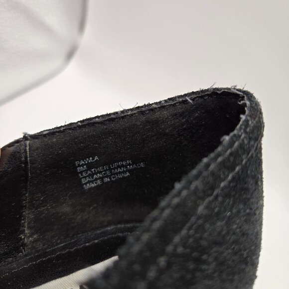 Steve Madden Black Suede Peep Toe Heels 8M Black Upper Brown Balance - Picture 11 of 13